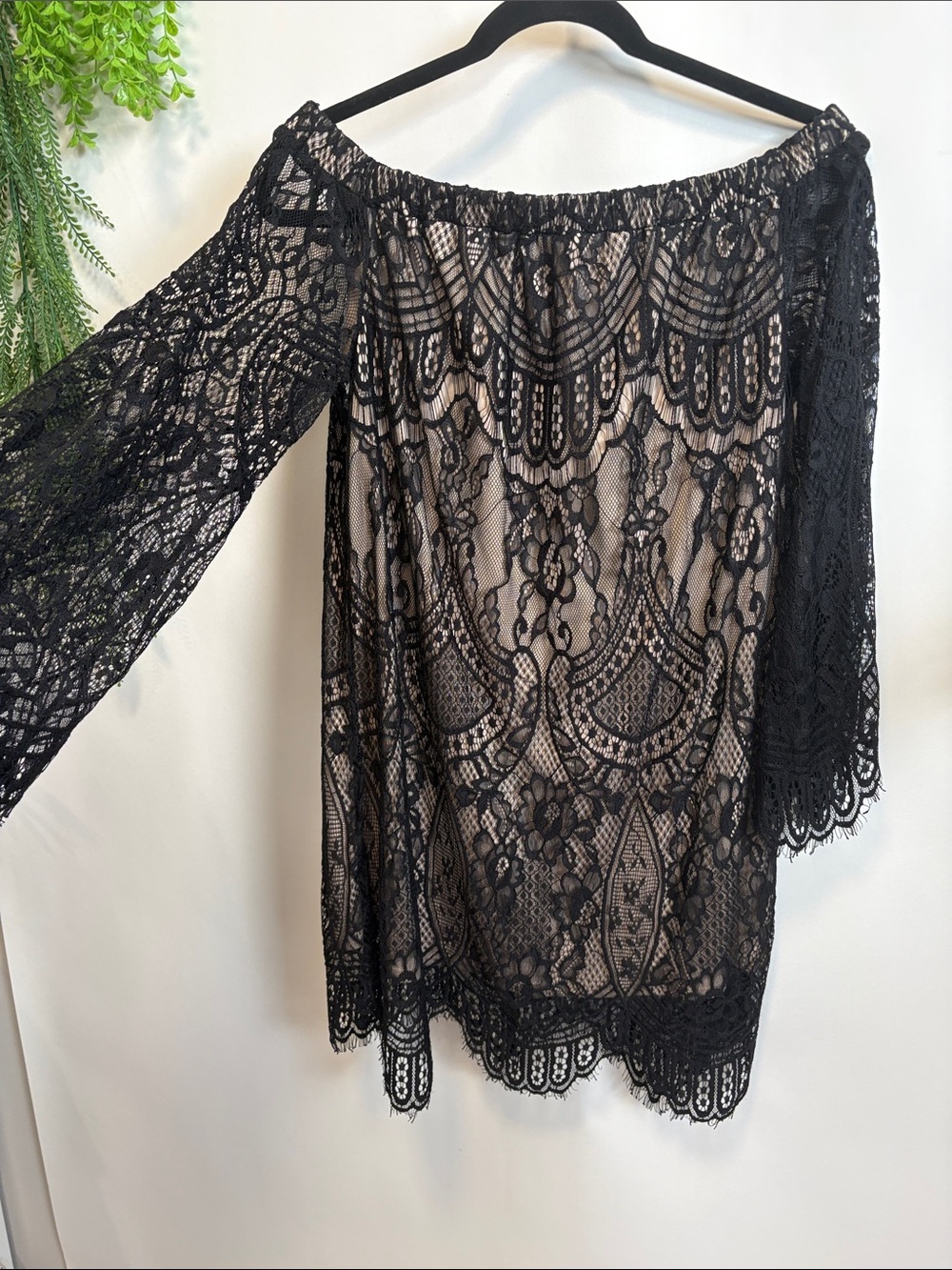 love FIRE Black Lace Dress or long Top M/M